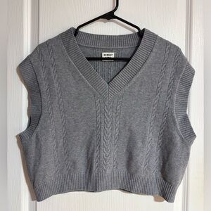 Aritzia Sunday Best Merino Wool Blend Knit Sweater Grey Vest Size Large
